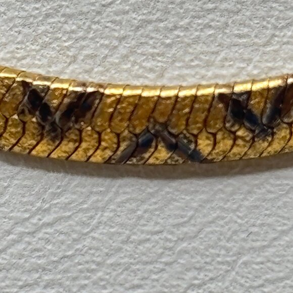 Italian Bracelet 925 Silver With Gold Vermeil Snake Chevron Chain Design 7” - Picture 13 of 16